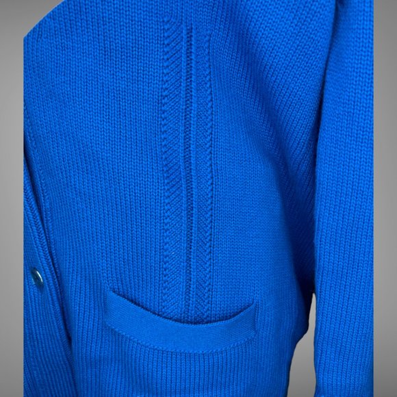 Hermes NWT Cashmere & Cotton Shawl Collar Cardigan EU 40 Blue Smalt Sweater - Picture 9 of 14